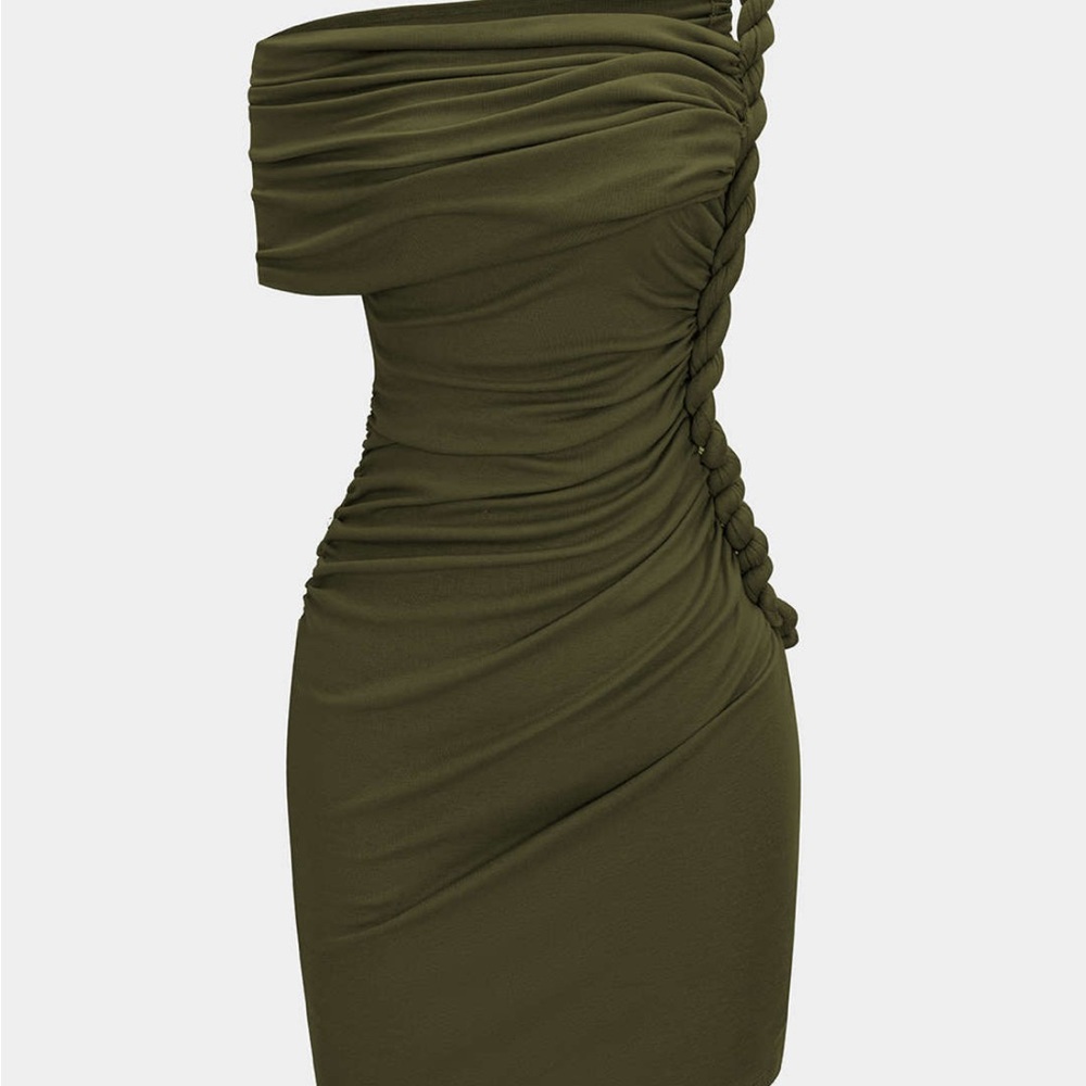 Chic One Shoulder Olive Dress,brand new.